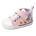 thumbnail image 1 of Quealent Unisex Baby Boys Girls Shoes, Newborn Infant Non-Slip Canvas Denim High Top Sneakers, Toddler First Walkers Shoes Red for Size 5, 1 of 4