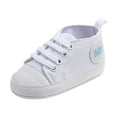 thumbnail image 1 of Quealent Unisex Baby Girls Boys Canvas High-top Shoes, Newborn Infant Anti-Slip Soft Sole Frist Walking Breathable Sneakers White for Size 5.5, 1 of 9