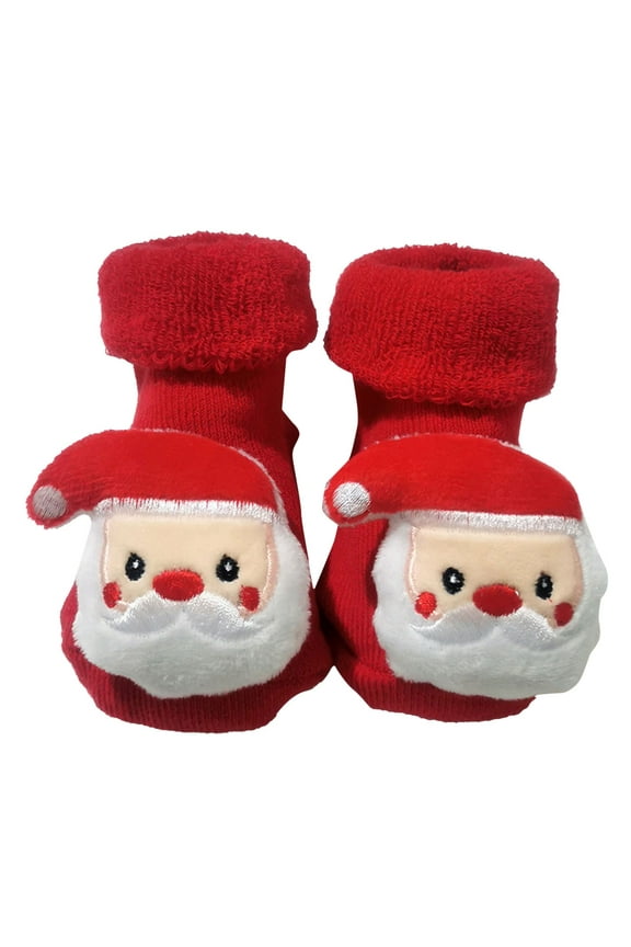 Unisex Baby Socks Unisex Preemie Boy Socks Christmas Socks Cartoon Winter Thickened Baby Socks Antiskid Baby Floor Socks (K, S )