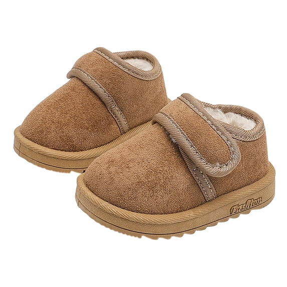 Quealent Unisex-Child Snow Boots Toddler Girls Boys Plush Warm Winter Boot Easy On/Off Kids Booties (Khaki, 9)