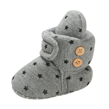 Quealent Unisex Fleece Baby Booties, Two Snap Closure, to 24 Months (Dark Gray,4)