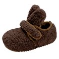 thumbnail image 1 of Quealent Unisex-baby Fleece Lined Non Skid Soft Slipper Booties With EarsSlipper Coffee for Size 12, 1 of 9