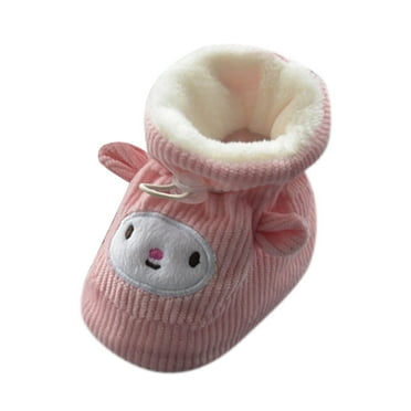 Quealent Unisex fleecery Baby Booties Cozy Thermal Wrap Booties with Non-Skids for Baby Girls Boys (Pink,5)