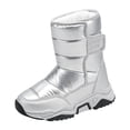 thumbnail image 1 of Quealent Girls Winter Mid Calf Snow Boots Warm Lined Non-Slip Shoes for Toddler Little Kid Big Kid Silver for Size 1.5, 1 of 7