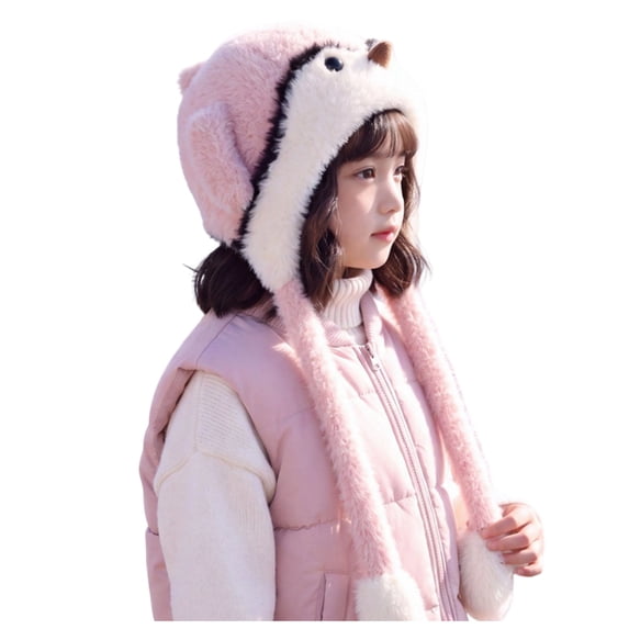 Quealent Winter Hats for Kids, Girls Penguin Knit Plush Warm Hat, Skiing Winter Caps with Warm Ear Flap, Cute Penguin Hat for Kids (Pink, 2-8 Years)