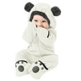 thumbnail image 1 of Quealent Winter Newborn Baby Boy Girl Solid Romper Unisex Infants Hooded Outfit Clothes Cotton Button Jumpsuits White,12-18 Months, 1 of 4