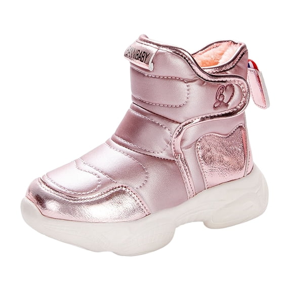 Quealent Winter Snow Boots for Boy and Girl Outdoor Waterproof with Furry Lined(Toddler/Little Kids) Red for Size 8.5
