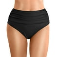 thumbnail image 1 of Quealent Women High Waisted Bikini Bottom Retro Ruched Swim Short Shirred Tankinis Brief (Black,XL), 1 of 4