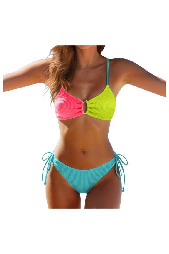 Women's 2 Piece Bikini Set 2026 Seashell Cutout Swimsuit High Waist Tummy Control Summer Beach Swim Bathing Suits Yellow for Size L
