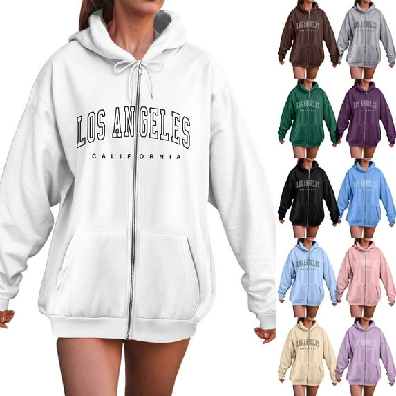 Quealent Women's Lightweight Cotton Blend Long Sleeve Zip Up Thin Hoodie Jacket White for Size XXL