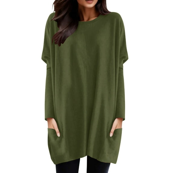 Quealent Womens Long Sleeve Tops Dressy Casual Women's Raglan Round Neck Winter Tops Ladies Basic Button Henley Shirt Boyfriend Style Blouse (Green,M)