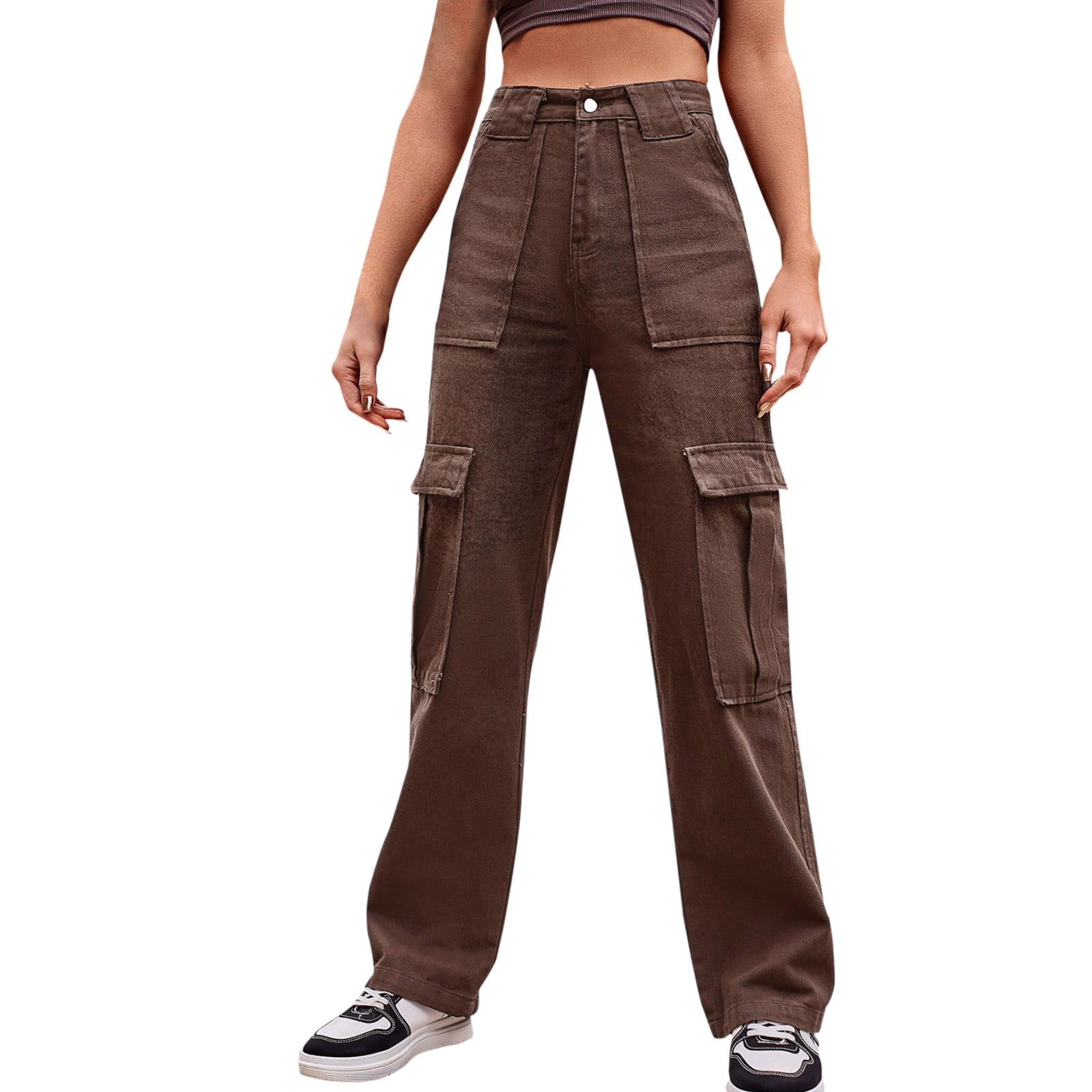 Quealent Yoga Pants with Pockets Cargo Pants Wide Leg Casual Denim Trousers  Multi Pocket Cargo Jeans Loose Track Pants Denim Women Pants Blue XL -  Walmart.com