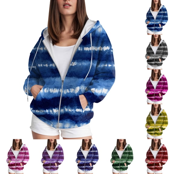 Quealent Zip Up Hoodie Jacket with Pockets Womens Fall Winter Casual Cotton Long Sleeve Hooded Sweatshirt Outwear Hot Pink for Size 6XL