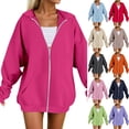 thumbnail image 1 of Quealent Zip Up Hoodies for Women Long Sleeve Long Tunic Sweatshirts Oversized Fleece Casual 2025 Fall Jacket Coat with Pocket Pink for Size 4XL, 1 of 4
