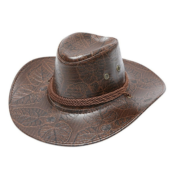 Quealent and Hat Men Sun Fashion Western Cowboy Hat Leather Windproof Hat Hillbilly Hat Denim Men Hat Brown One Size