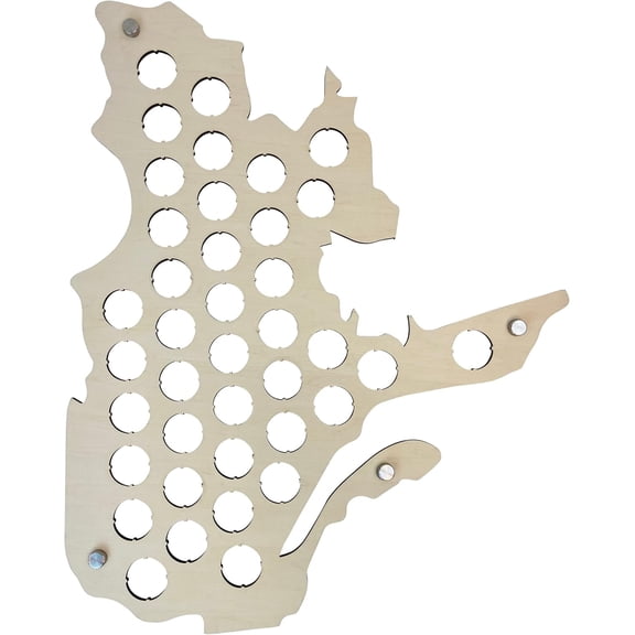 Torched Quebec Beer Cap Map Wall Mount Decor Art 20"x16"x0.25" Brown