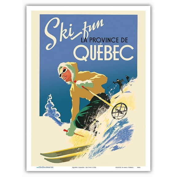 Quebec Canada - Ski Fun in the Provence of Quebec (La Province de Québec) - Vintage Travel Poster c.1930 - Master Art Print (Unframed) 9in x 12in