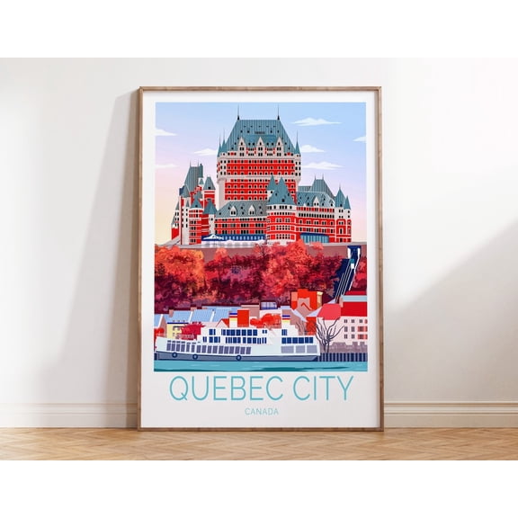 Quebec City Canada Historic Cityscape Print, Unframed Paper Print Size 8x12