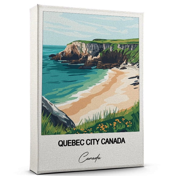 Quebec City Canada Travel Canvas Wall Art Beautiful Travel Decor for Bedroom, Office Canada Canvas Print Serene and Scenic Wall Decor Gift for Travel Lovers