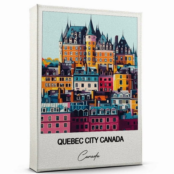 Quebec City Canada Travel Poster Canvas Canada Canvas Unique Gift Idea for Home, Office, or Living Space