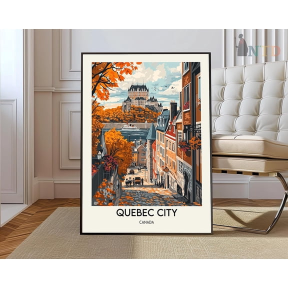 Quebec City Canada Travel Poster, Stretched Canvas 8x10in