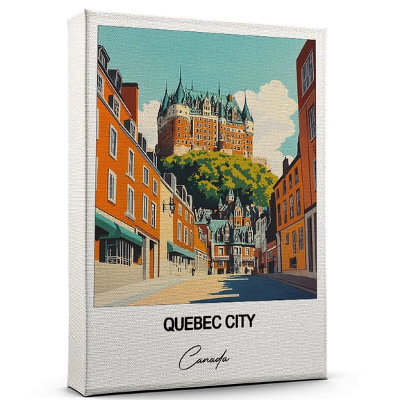 Quebec City Travel Decorative Art Canvas Canada Canvas Colorful Travel Wall Decor for Any Room Makes a Thoughtful Gift