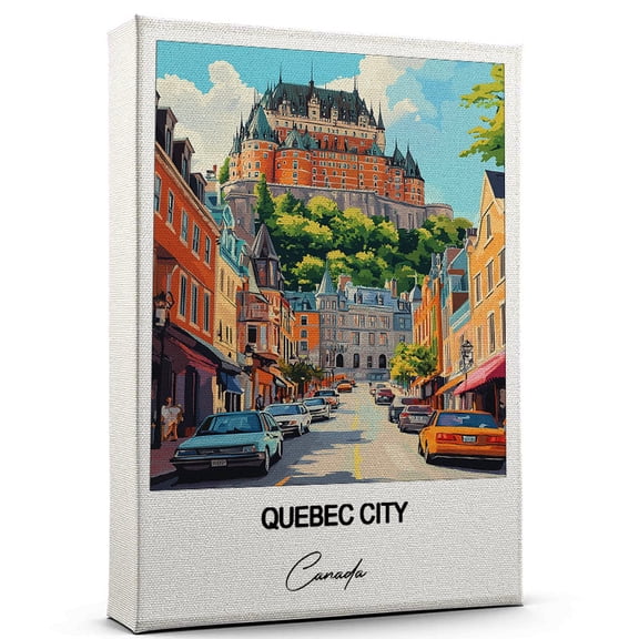 Quebec City Travel Poster Canvas Canada Canvas Unique Gift Idea for Home, Office, or Living Space