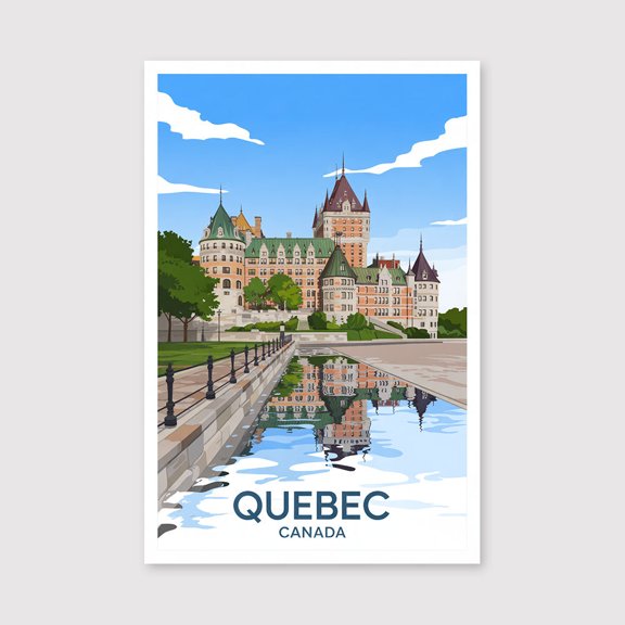 Quebec City Travel Print Canvas Wall Art, Quebec City Wall Hanging Home decor Quebec City Canvas Art, Canada Art Canvas Quebec City Canvas-1WN383