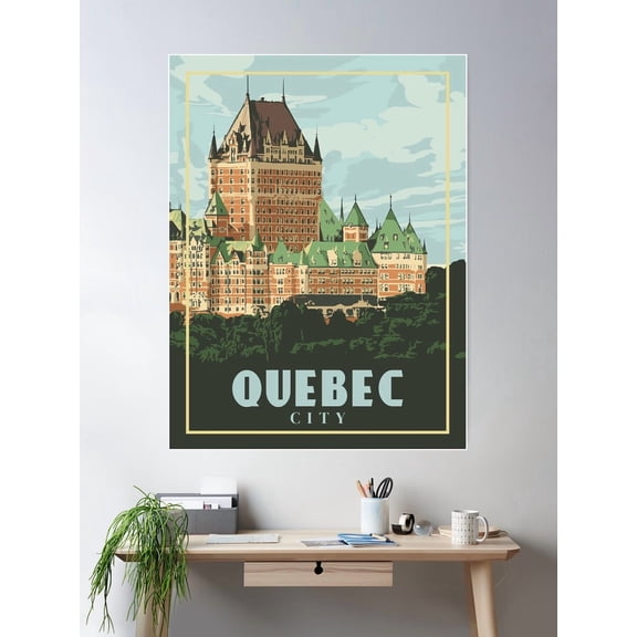 Quebec City - Vintage Travel Poster Poster Wall Art, Modern Wall Decor For Living Room Bedroom, 8x12 UNFRAMED