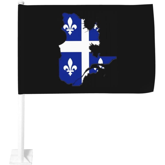 Quebec Flag Map Car Flag 12x18 Inch Window Clip Flag - Double Sided Fade Resistant Outdoor Decoration Let Your Cars Stand Out
