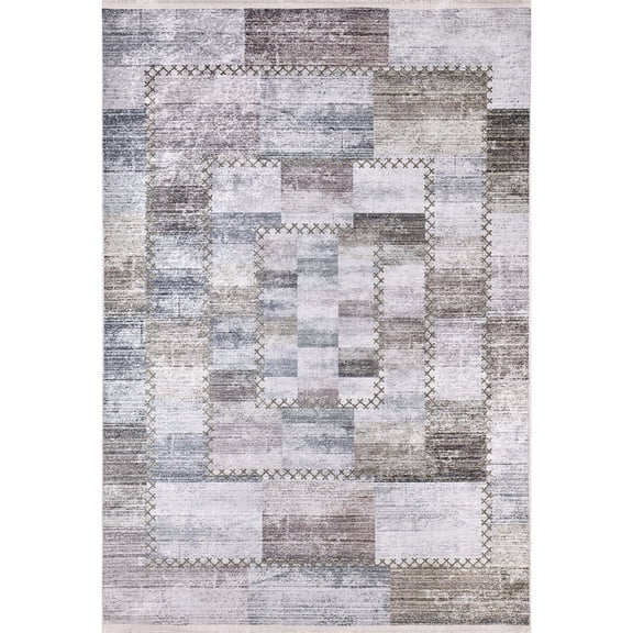 Quebec Green Patchwork Polyester Area Rugs for Living Room Washable Rugs Boho Moroccan Area Rug Soft Geometric Bohemian Distressed Indoor Rug for Bedroom Dining Room Office Foldable Nonslip Rug