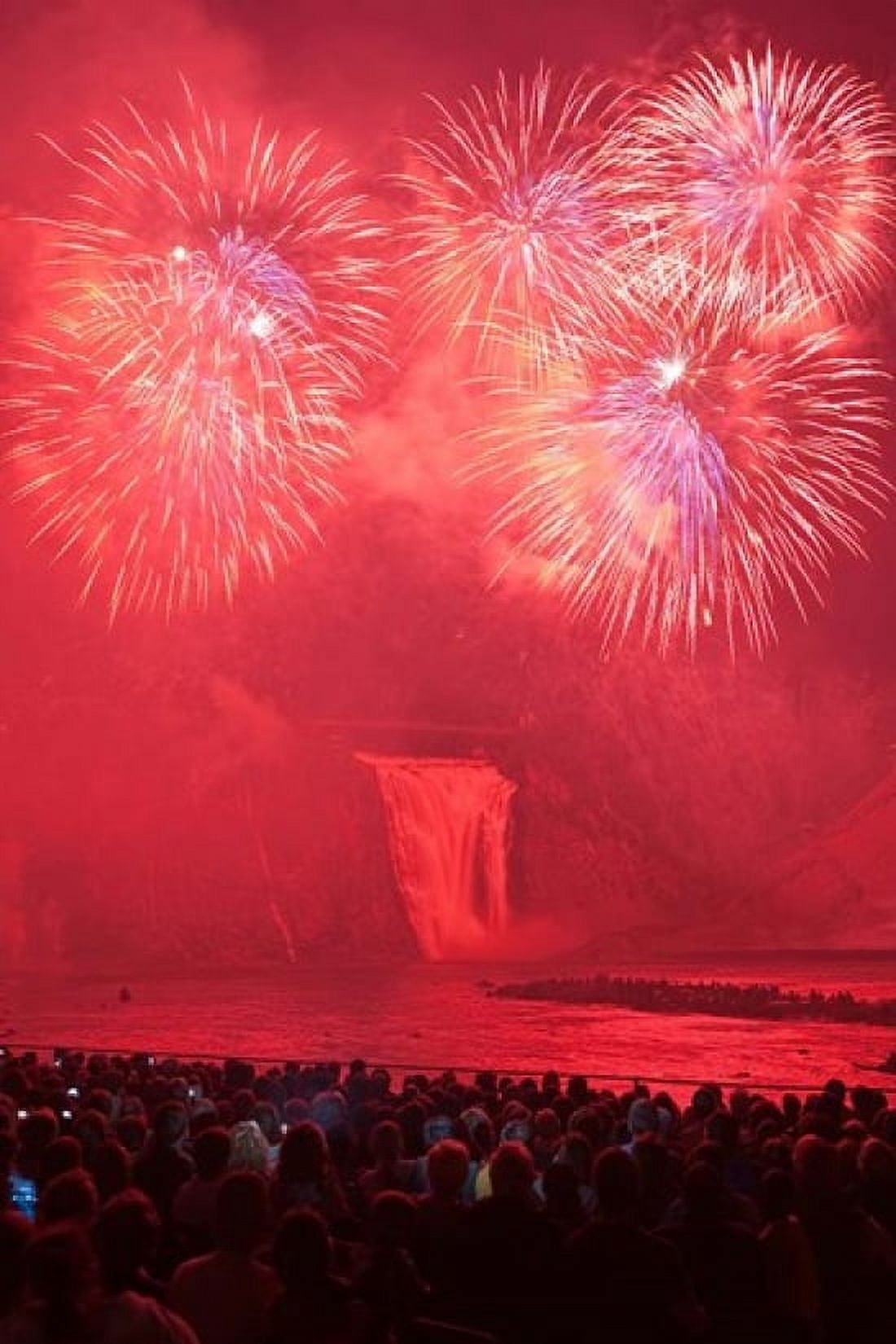 Quebec Montmorency Falls Park fireworks Canvas Art - Michael DeFreitas DanitaDelimont (15 x 22)