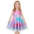 thumbnail image 1 of Quedoris Gilrs Print Twirly Dress Bubble Unicorn Sleeveless M(4-5T), 1 of 6