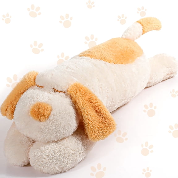 Queekay Dog Body Pillow Stuffed Animals Plush Long Body Pillow for Dogs Large Sleeping Hugging Puppy Cushion Gift for Birthday Party(43.3 Inch,Beige) Y101
