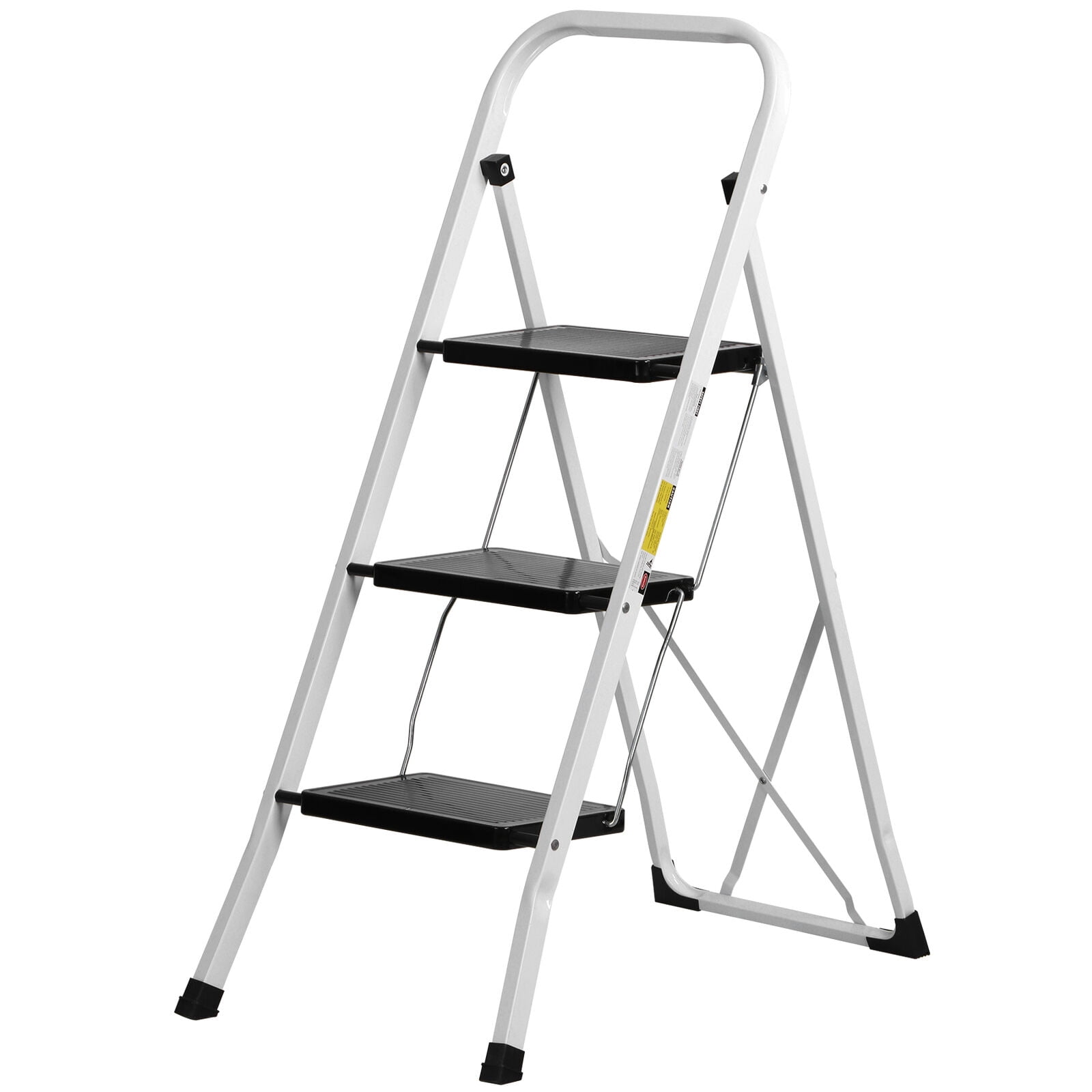 COSTWAY 3 Step Ladder, Folding Anti Slip Stepladder With Extra Wide