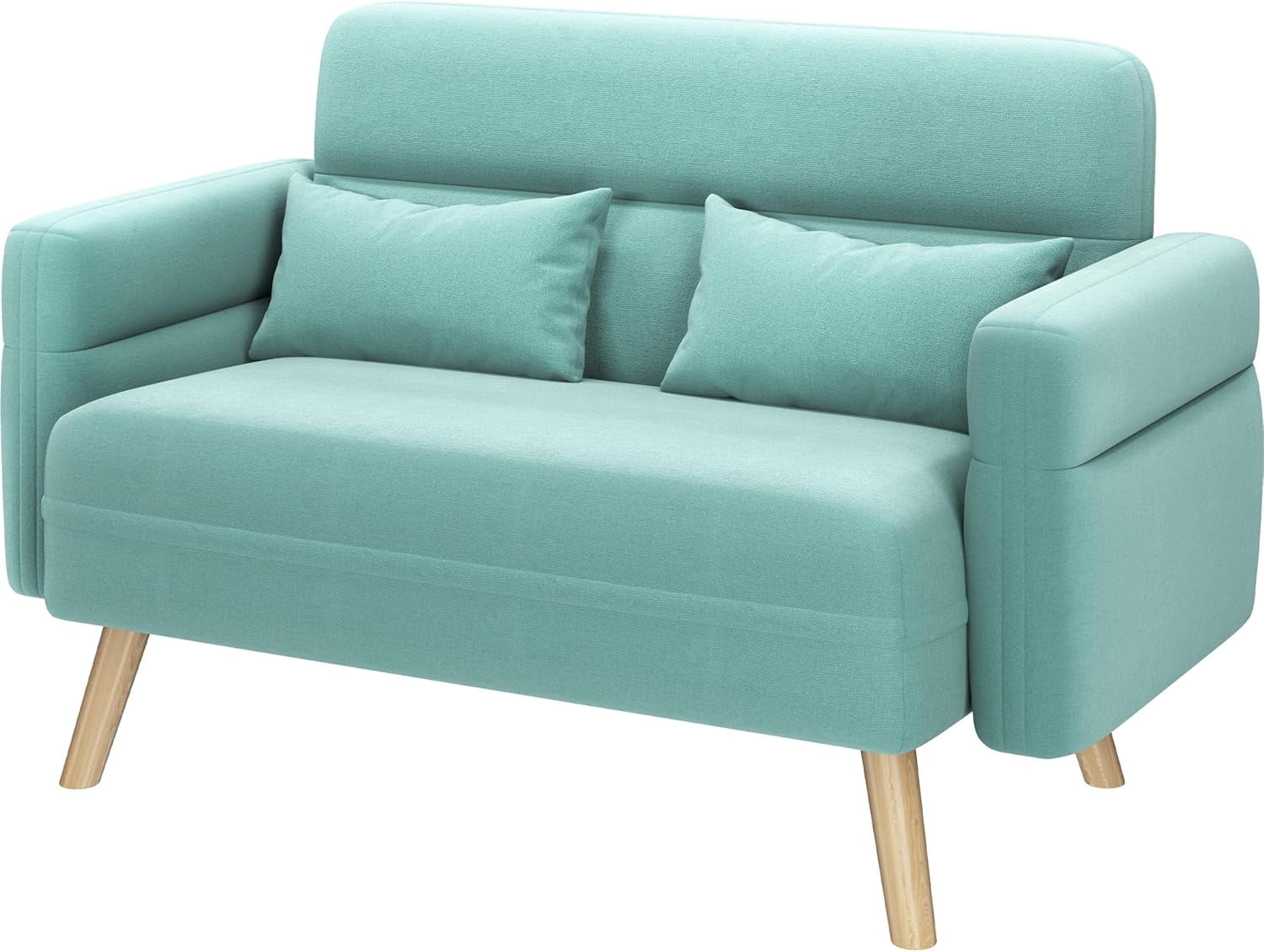 QueelQuest 46" Small Modern Fabric Sofa Loveseat Mid Century 2 Seater ...