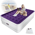 thumbnail image 1 of Queen 22" Top Flocking Air Mattress with Built-in Pump Raised Comfort,Fast Inflation/Deflation Foldable Portable Air Bed with Storage Bag for Home,Camping,Guests Purple, 1 of 7