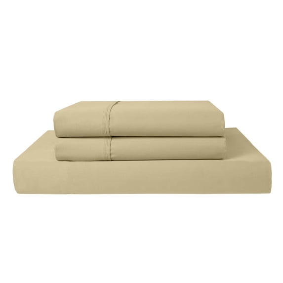 Queen 3-PC (1 Fitted + 2 Pillowcases) Pure Organic Bed Sheet Set 1000-Thread Count, 30" Deep Pockets - Taupe