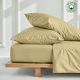 thumbnail image 1 of Queen 3-PC (1 Fitted + 2 Pillowcases) Pure Organic Bed Sheet Set 800-Thread Count, 10" Deep Pockets - Taupe, 1 of 7