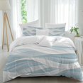 thumbnail image 1 of Queen 4 Piece Bedding Set Abstract Gradient Water Ripple Soft Breathable Duvet Cover and Pillowcase, Ocean Sea Wave Light Blue White Duvet Cover Set Bed Sheets for Bedroom Dormitory Guest Room, 1 of 9