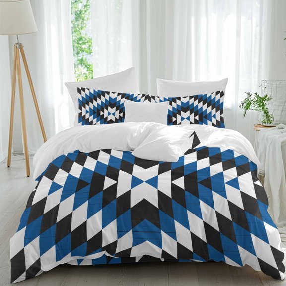 Queen 4 Piece Bedding Set Classic Aztec Texture Pattern Soft Breathable Duvet Cover and Pillowcase,Abstract Geometric Duvet Cover Set Washable Bed Sheets for Bedroom Dormitory Guest Room
