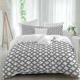 thumbnail image 1 of Queen 4 Piece Bedding Set Moroccan Black White Classic Lattice Soft Breathable Duvet Cover and Pillowcase, Abstract Plaid Texture Duvet Cover Set Bed Sheets for Bedroom Dormitory Guest Room, 1 of 9