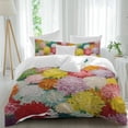 thumbnail image 1 of Queen 4 Piece Bedding Set Oil Painting Style Chrysanthemums Soft Breathable Duvet Cover and Pillowcase, Red Yellow Flowers Duvet Cover Set Bed Sheets for Bedroom Dormitory Guest Room, 1 of 9