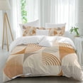 thumbnail image 1 of Queen 4 Piece Bedding Set Orange Color Block Abstract Geometric Soft Breathable Duvet Cover and Pillowcase, Mid Century Minimalist Art Duvet Cover Set Bed Sheets for Bedroom Dormitory Guest Room, 1 of 9