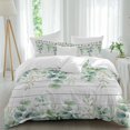 thumbnail image 1 of Queen 4 Piece Bedding Set Rustic Daisy Leaves on Wood Grain Soft Breathable Duvet Cover and Pillowcase,Watercolor Eucalyptus Leaf Duvet Cover Set Washable Bed Sheets for Bedroom Dormitory Guest Room, 1 of 9