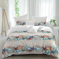 thumbnail image 1 of Queen 4 Piece Bedding Set Vintage Summer Marine Life Starfish Soft Breathable Duvet Cover and Pillowcase,Watercolor Coral Duvet Cover Set Washable Bed Sheets for Bedroom Dormitory Guest Room, 1 of 9