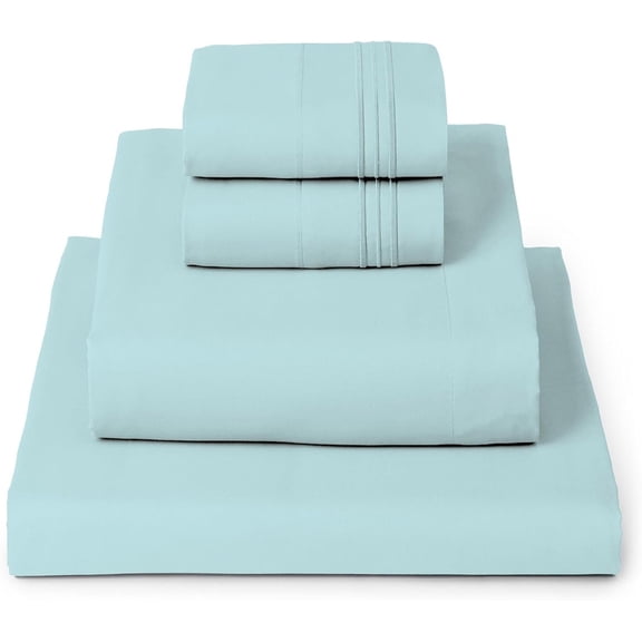 Queen 4 Piece Sheet Set Aqua Lightweight Cooling Wrinkle Fade and Stain Resistant