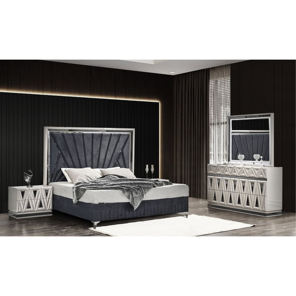 Queen 4-piece bedroom set with hydraulic lift bed storage / Ideal for contemporary bedroom organization