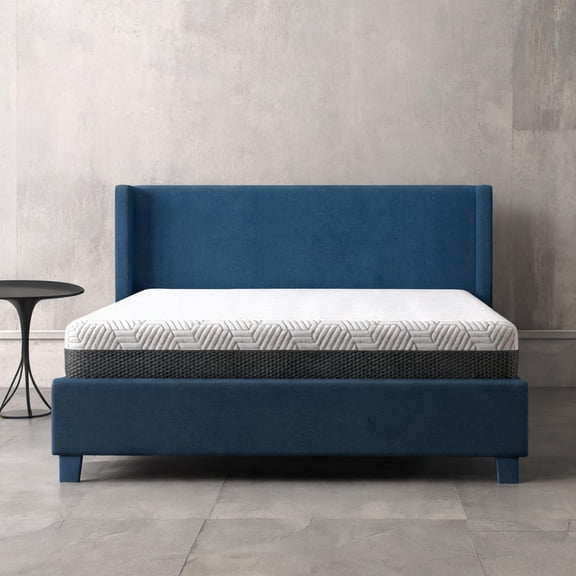 Queen 8-Inch Gel Memory Foam Mattress, Neutral Gray, Cooling Cover - Firm Support for Bedroom