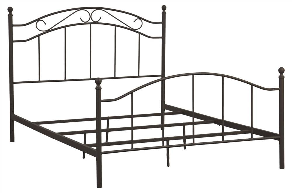 Queen A/O "Scroll" Metal Bed in Brown Finish
